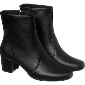 Bota Bico quadrado salto confort fashion Preto