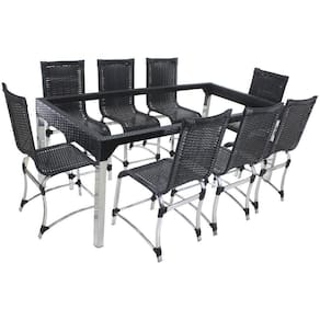 6 Cadeiras Haiti E Mesa De Jantar Haiti Em Alumínio Trama Preto