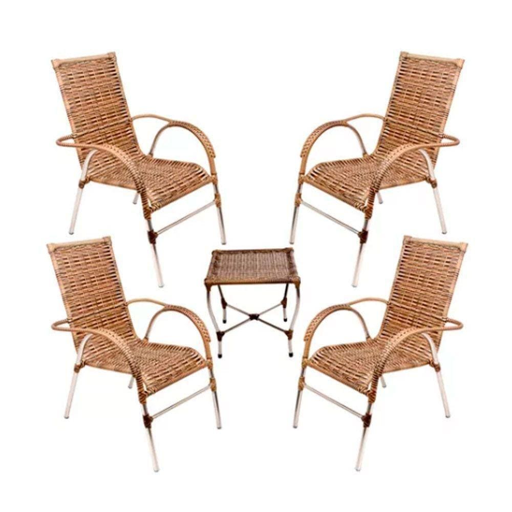 Conj Cadeira Para Area Externa E Mesa De Centro Vênus Trama Capuccino