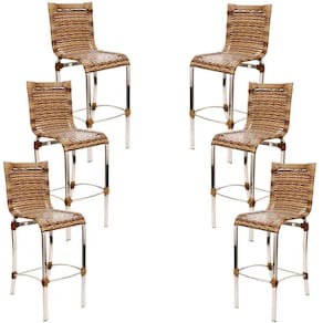 Conjunto De 6 Banquetas Haiti Em Alumínio Para Cozinha Trama Capuccino