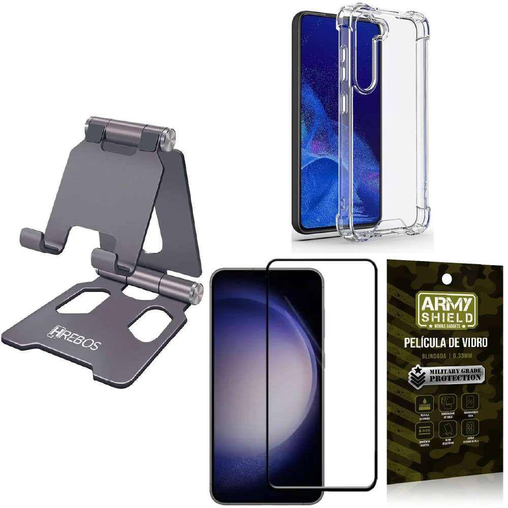Kit Capinha Samsung S23 Fe + Suporte de Mesa + Película 3D