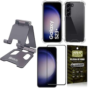 Kit Capinha Samsung S23 Plus + Suporte de Mesa + Película 3D