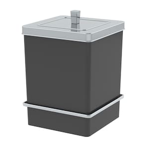 Lixeira 6,5L Tampa Quadrada Com Suporte Ventosa Cesto De Lixo Preto Cromado - 8065PTC Future