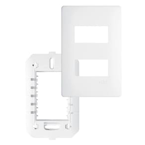 Placa Com Suporte Fame Habitat 4x2 Para 2 Módulos Horizontais Distanciados Branco