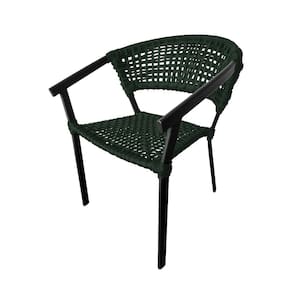 Cadeira Sofia Corda Náutica Base em Alumínio Preto/verde Musgo