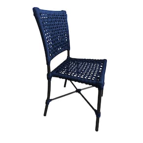 Cadeira Roma Corda Náutica Base em Alumínio Preto/azul Marinho