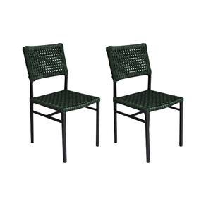 Kit 2 Cadeiras França Corda Náutica Base em Alumínio Preto/verde Musgo