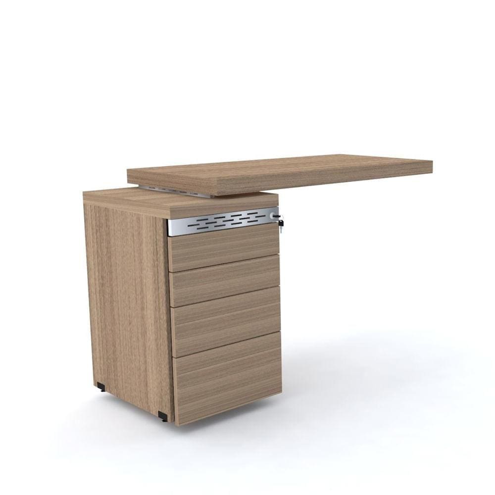 Mesa de Escritório Complemento 106 x 50 cm Pé Gaveteiro 4 Gavetas PE50 em MDP Cor Noce Naturalle
