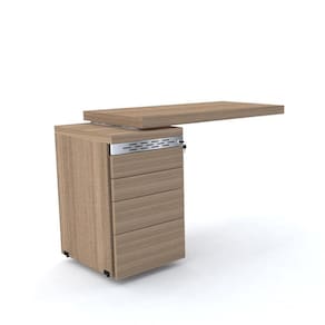 Mesa de Escritório Complemento 106 x 50 cm Pé Gaveteiro 4 Gavetas PE50 em MDP Cor Noce Naturalle