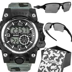 Relogio masculino prova dagua digital + caixa + oculos sol esportivo qualidade premium spaceman