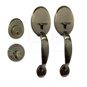 Fechadura Para Porta Retrô Blim Blim Alça Dupla Ouro Velho Antique