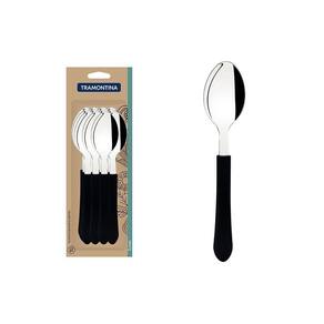 Conjunto De Colheres De Mesa Leme Com Lâminas Inox E Cabos De Polipropileno Preto 12pçs - Tramontina