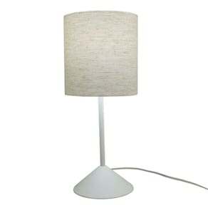 Abajur De Mesa Base Plástica E Cúpula Linho Bege Bivolt