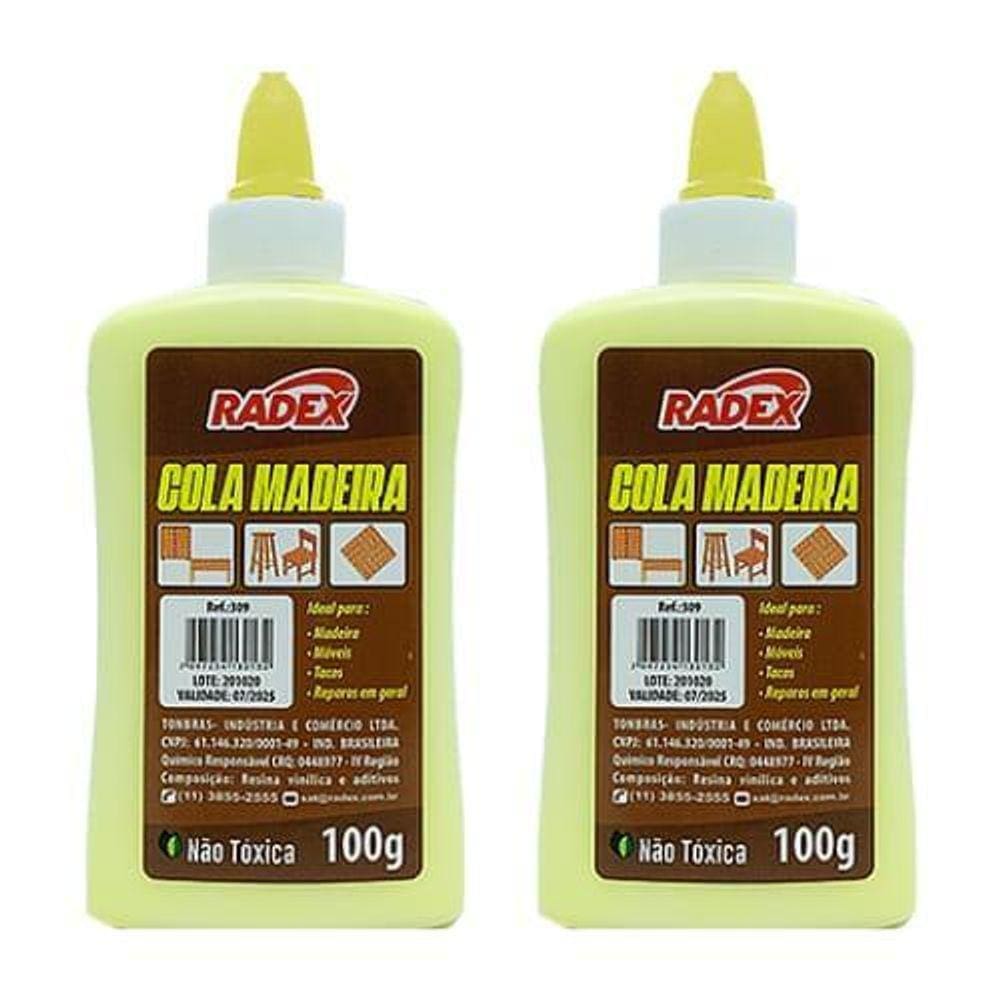 Cola Madeira 100G Radex 2Un Para Móveis Tacos Reparos Geral