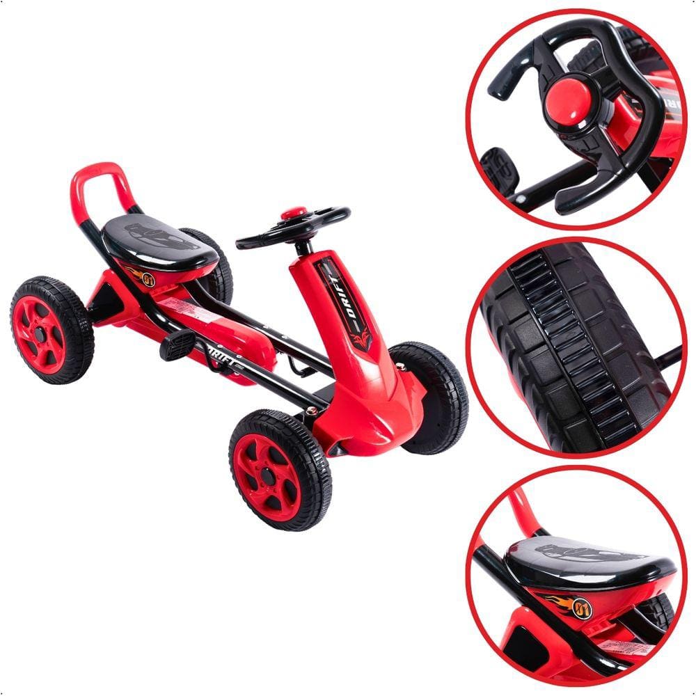 Carrinho a pedal Kart Vermelho Uni Toys