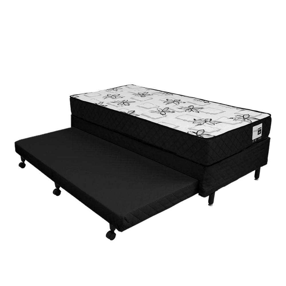 Colchão Solteiro Americano Mega Light Black + Bicama Box com Auxiliar em Espuma - 096x203