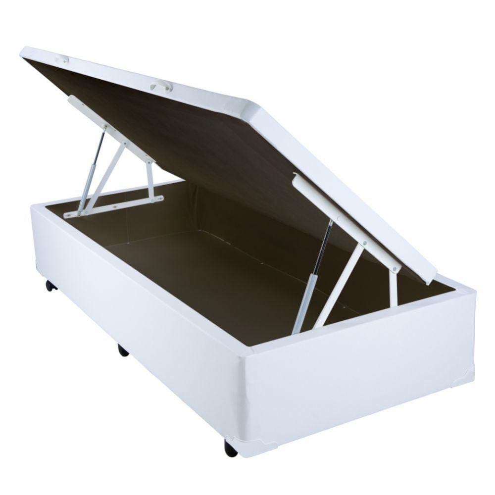 Cama Box Solteiro com Baú Sonnoforte Corino Branco - 088x188