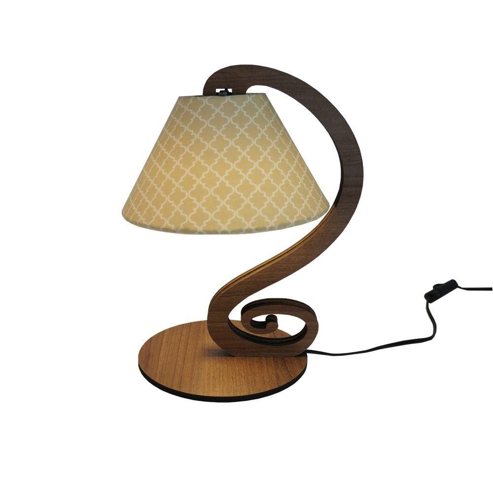 Abajur Sofia Crie Casa Marrom Com Cúpula Arabesco Bege Bivolt