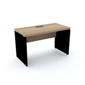 Mesa de Escritório com Caixa de Tomada PE40 em MDP 120 x 60 cm Cor Noce Naturalle Base Preta
