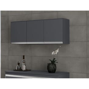 Armário Aéreo 3 Portas Andréia 120cm Cinza - AJL Móveis