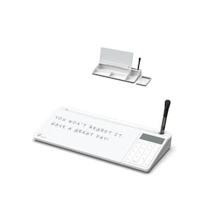 Quadro branco de vidro de mesa TOWON com calculadora básica branca