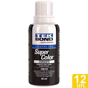 Corante Líquido Tekbond Preto 50ml - Embalagem com 12 Unidades