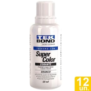 Corante Líquido Tekbond Branco 50ml - Embalagem com 12 Unidades
