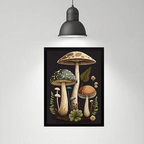 Quadro Decorativo Cogumelos Vintage 33X24Cm