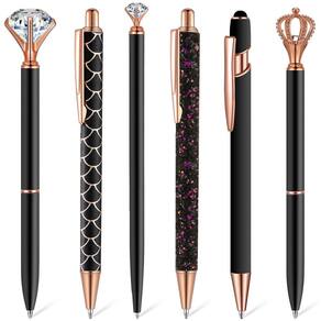 Conjunto de canetas esferográficas Qeeenar Metal Crystal Diamond, 6 unidades