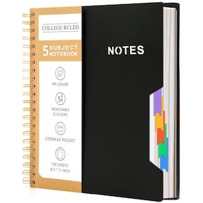 Caderno CAGIE 5 Subject College Ruled 21,6 x 27,9 cm 240 páginas