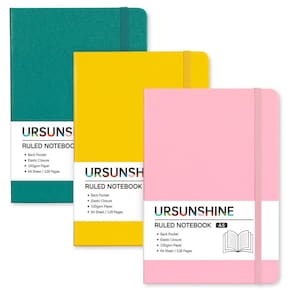 Caderno URSUNSHINE Ruled A5 128 páginas 100 g/m², pacote com 3 unidades com bolso