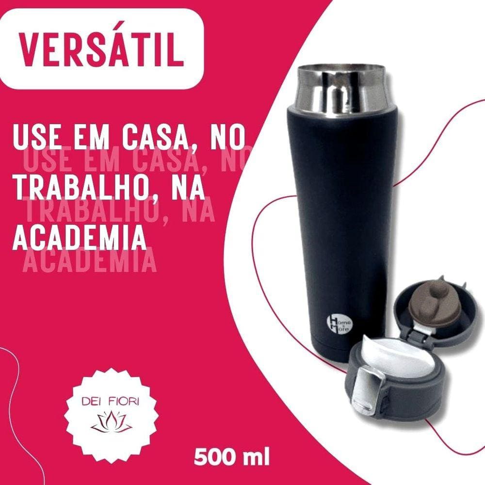Garrafa Termica Inox 500ml Ciclismo Academia Caminhada Agua Suco Café Chimarrao Terere Bike Tampa Quente Frio Esportiva