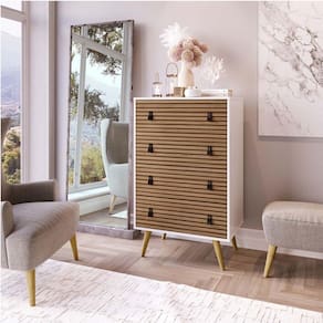 Comoda Amber 4 Gavetas Branco Fosco / Brise
