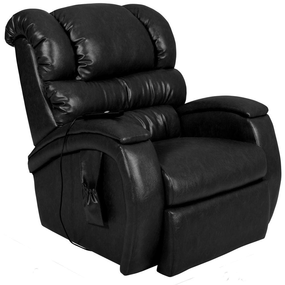 Poltrona do Papai Reclinável Elétrica com Controle Biorne F05 Corano Preto Brilho - Lyam Decor
