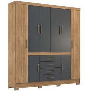 Guarda Roupa Casal Demóbile New Realce 8 portas 04 gavetas com pés Amendola Touch Grafito