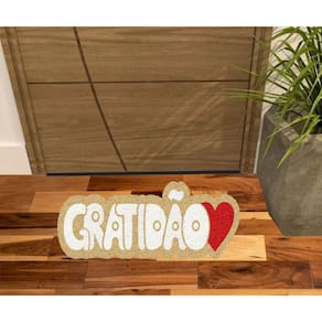 Tapete Divertido No Formato Gratidão Para Portas De Entrada.