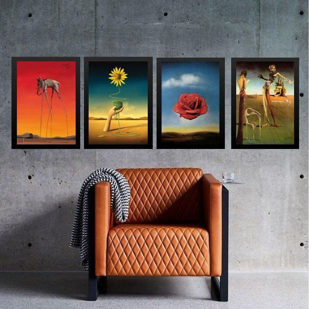 Kit 4 Quadros Obras De Salvador Dalí 24X18Cm