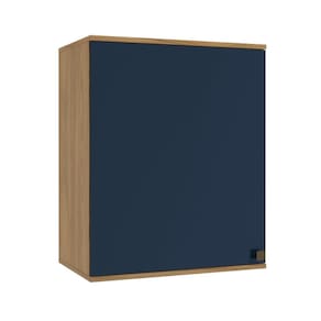 Armário Aéreo Celeste Kappesberg 100% MDF 1 Porta Nogueira/Azul 60cm