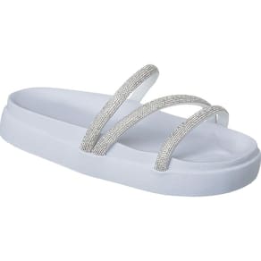 Papete Birken Sandália 3 Tiras de Brilho Strass Chinelo Feminino Moda Tendência Blogueiras.