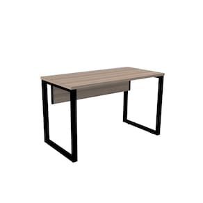 Mesa de Escritório Pé Tubular PE25 em MDP 90 x 60 cm Cor Noce Naturalle e Base Preta