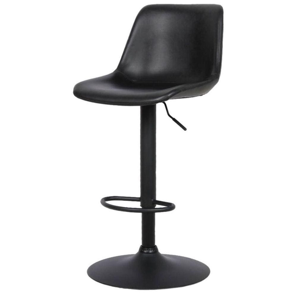 Banqueta Giratória Alta Gênova Rivattis Em Madeira Revestimento Poliuretano Preto Base Disco