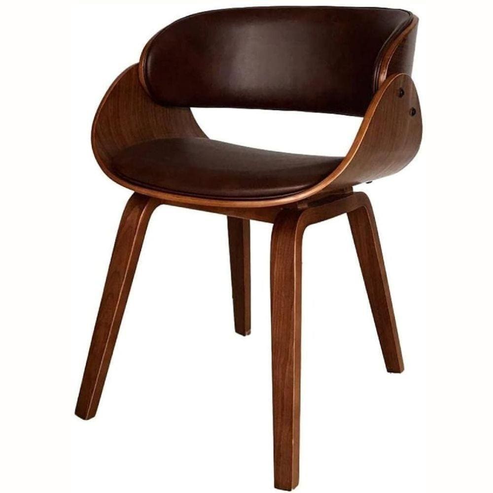 Cadeira Daniela Deise Rivattis Estrutura Madeira Revestimento Em Poliuretano Marrom Base Madeira