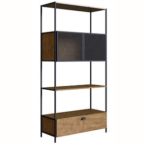 Estante Industrial York Artesano 90 cm (largura) em MDP Vermont Duas Portas Aço Preto