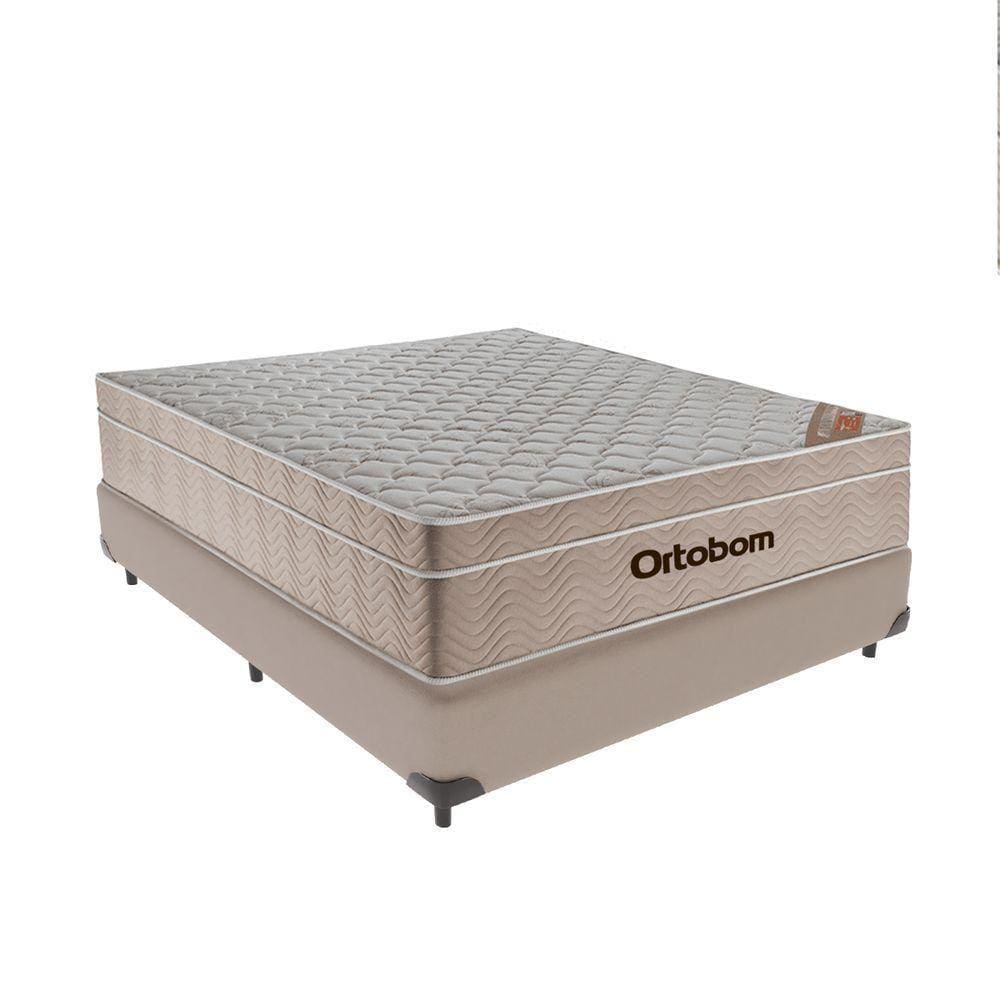 Cama + Box Airtech Colchão Ortobom Casal 138cm Springpocket Cor:marrom