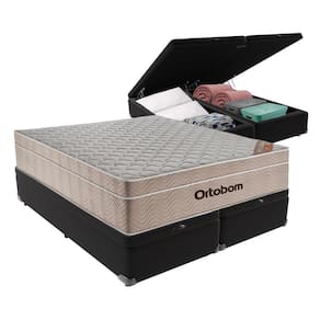 Cama + Box Airtech Colchão Ortobom Queen Com Baú Bege Springpocket Cor:preto