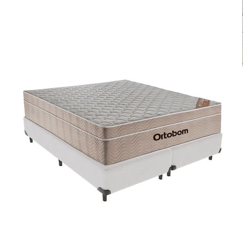 Cama + Box Airtech Colchão Ortobom Queen 158cm Springpocket Cor:branco - Branco