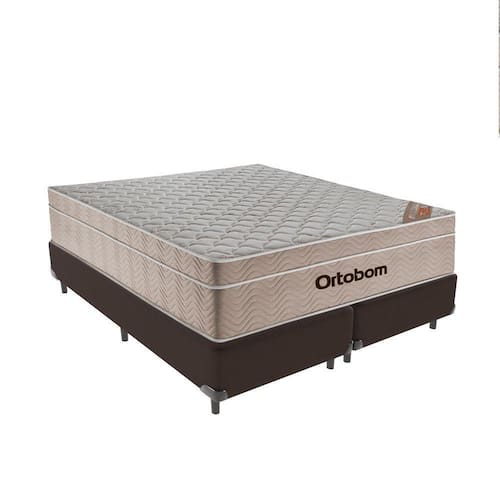 Cama + Box Airtech Colchão Ortobom Queen 158cm Springpocket Cor:marrom - Marrom