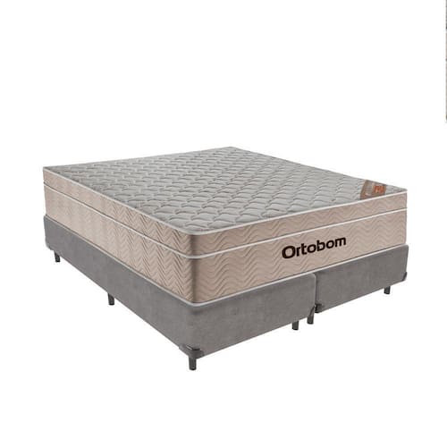 Cama + Box Airtech Colchão Ortobom Queen 158cm Springpocket Cor:cinza - Cinza