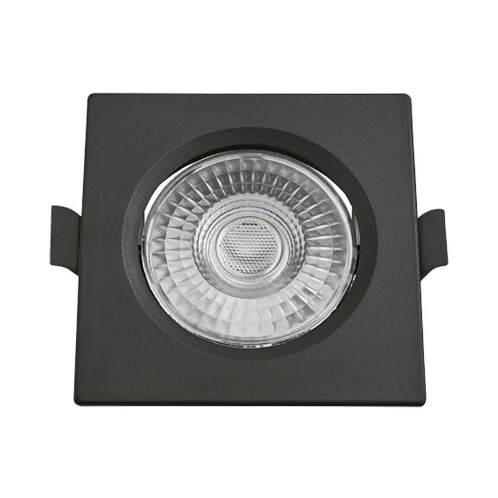 Spot De Led Embutir Slim Mr16 Quadrado 6w Preto Bivolt Blumenau 3000k Luz Quente