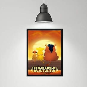 Quadro Hakuna Matata - Amigos 45X34Cm - Com Vidro